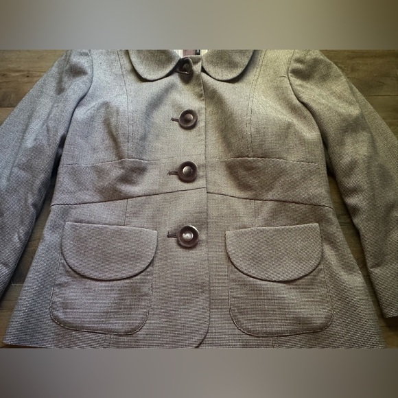 Nic + Zoe Micro Check Structured Jacket | Size 6 | Brown & Cream - Picture 6 of 13